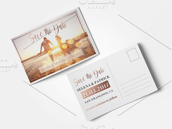 Photo save the date postcard in Wedding Templates - product preview 1