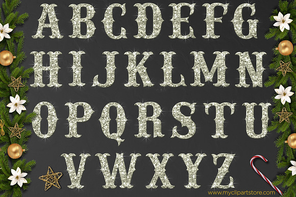 Silver Sparkle Alphabet PNG in Illustrations - product preview 1