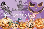 Watercolor Spooky! Halloween Clipart