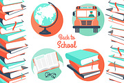 Back to school icons plus pattern
