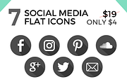 7 Social Media Flat Icons/ Buttons