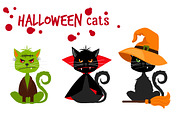Halloween black cats set