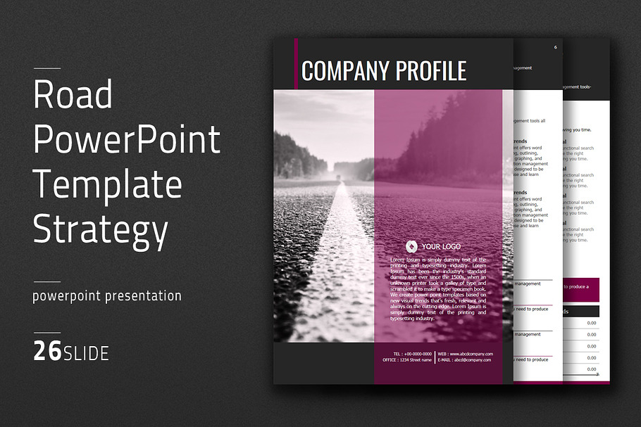 Road PowerPoint Template Vertical