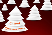 White origami Christmas trees