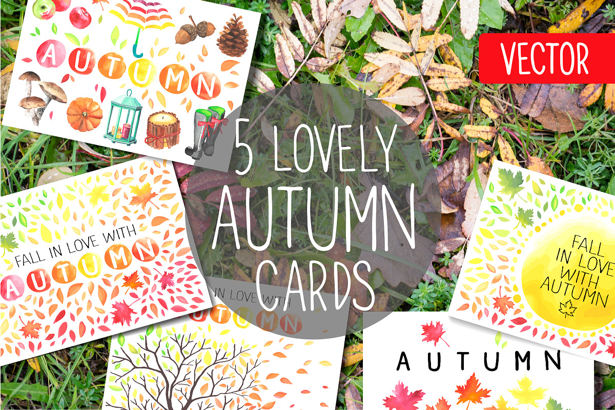 Lovely autumn cards. Watercolor in Illustrations - product preview 8