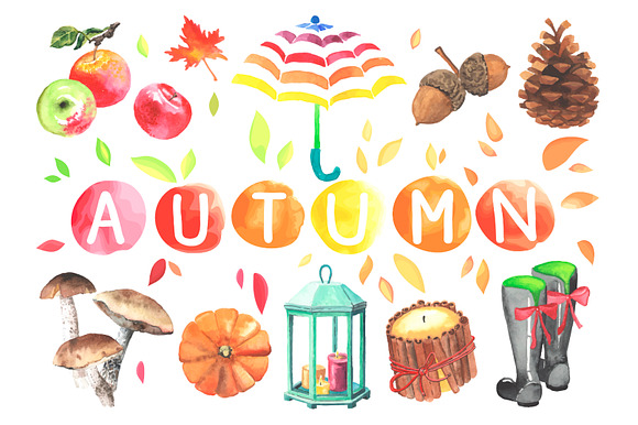 Lovely autumn cards. Watercolor in Illustrations - product preview 2