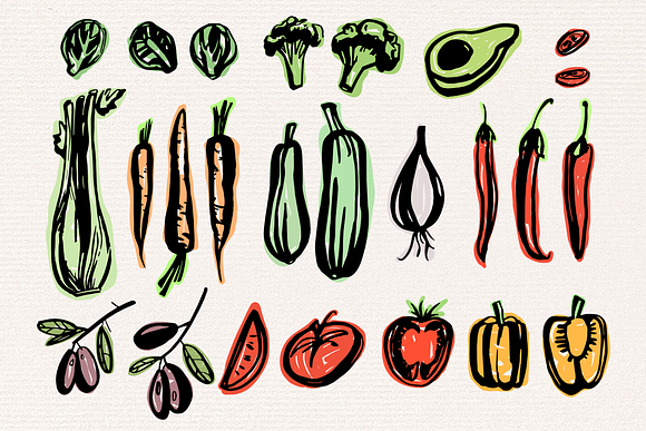 Vegetables - vector illustrations in Illustrations - product preview 1