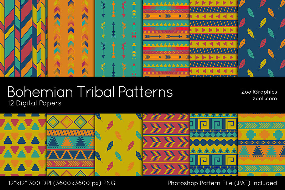 Bohemian Tribal Digital Papers