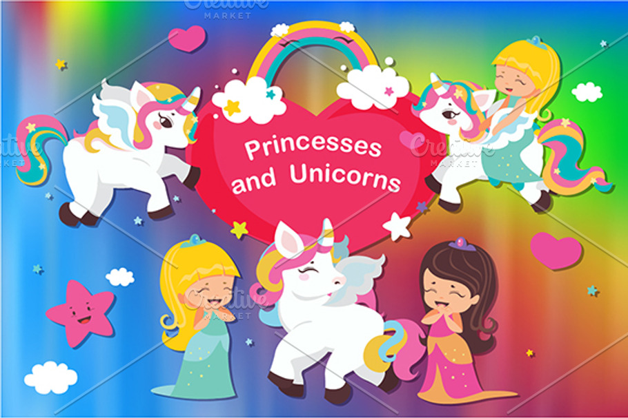 Princesses and unicorns in Illustrations - product preview 8