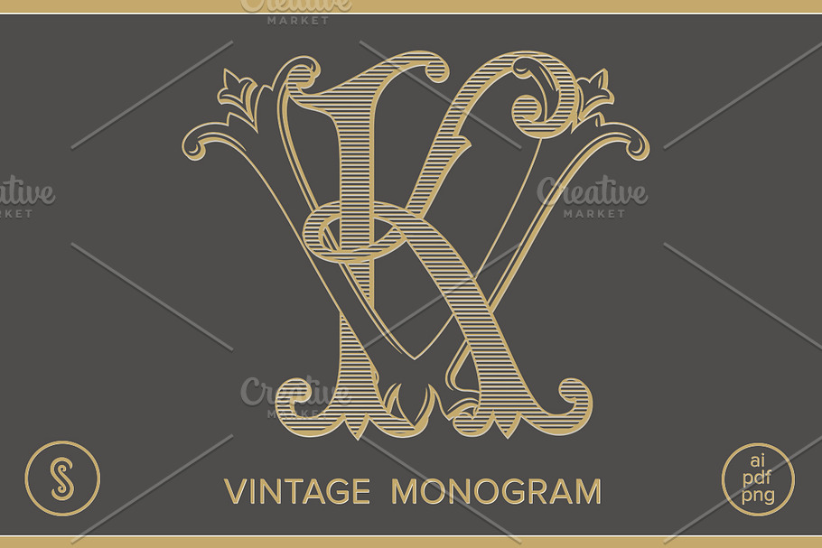 Kv Monogram Vk Monogram Creative Logo Templates Creative Market
