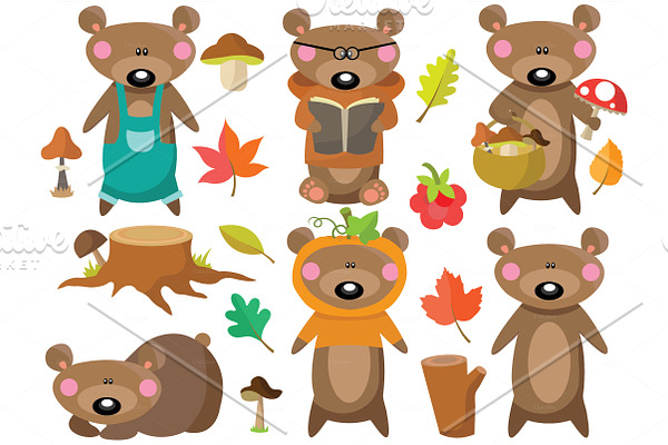 Autumn Bear Clipart Set