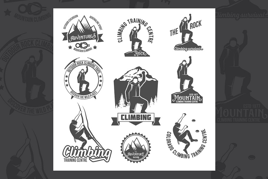 Set of climbing badges and logos in Logo Templates - product preview 8