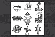 Set of vintage surfing badges