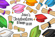 Graduation Caps and Scrolls Clipart