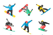 Snowboarder jumping  vector pose