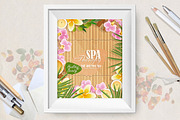 Spa background with tropical flowers