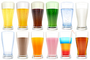 Set of glasses with drinks