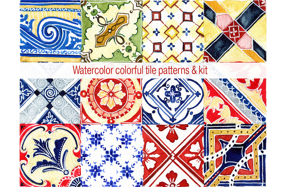 Watercolor tile patterns