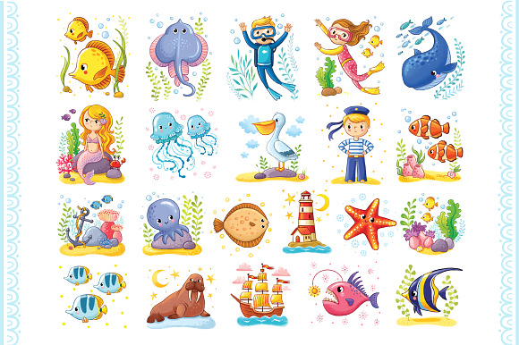 Cute Nautical Sea Set in Illustrations - product preview 2