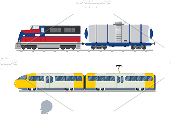 Vintage trains vector collection