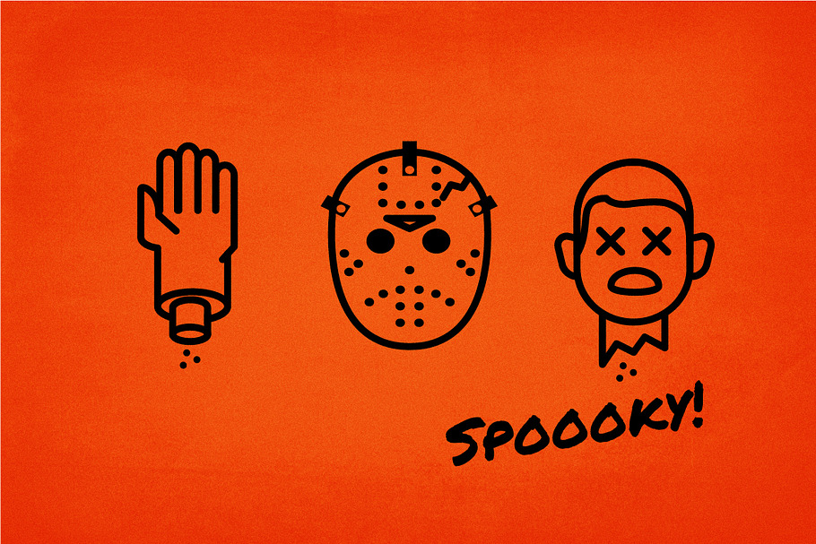 Thin Line Scary Halloween Icon Set