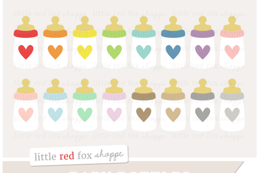Heart Baby Bottle Clipart in Illustrations - product preview 8