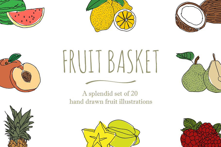 20 Hand Drawn Fruit Illustrations in Illustrations - product preview 8