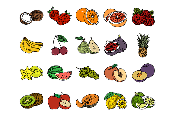 20 Hand Drawn Fruit Illustrations in Illustrations - product preview 2