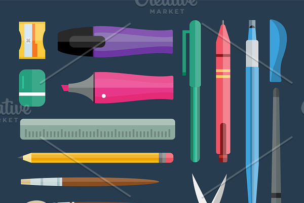 Vector stationery drawing tools