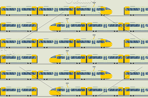 Trains vector seamless pattern