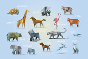 Set of vector polygonal animals 