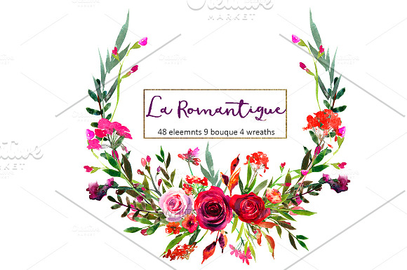  Burgundy Red Pink Flowers Clipart in Illustrations - product preview 2