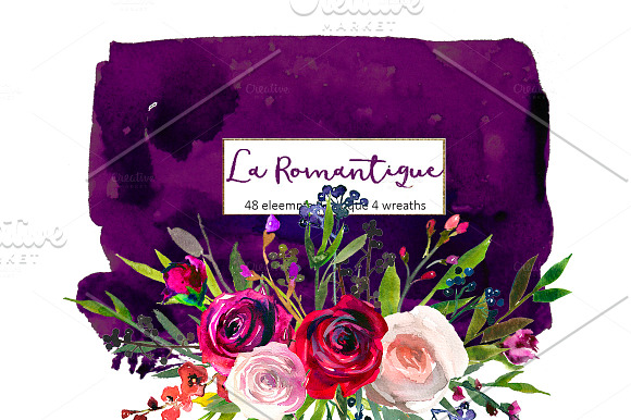  Burgundy Red Pink Flowers Clipart in Illustrations - product preview 3