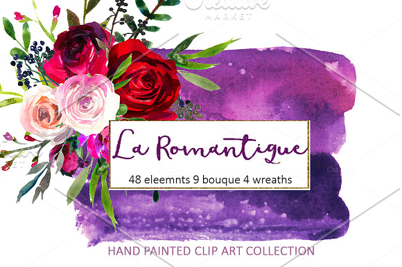  Burgundy Red Pink Flowers Clipart in Illustrations - product preview 6