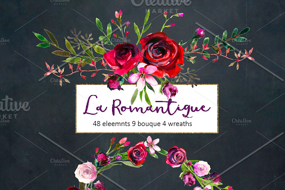  Burgundy Red Pink Flowers Clipart in Illustrations - product preview 9