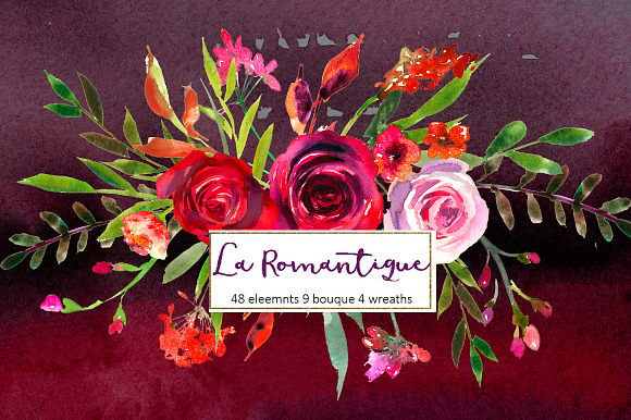  Burgundy Red Pink Flowers Clipart in Illustrations - product preview 19