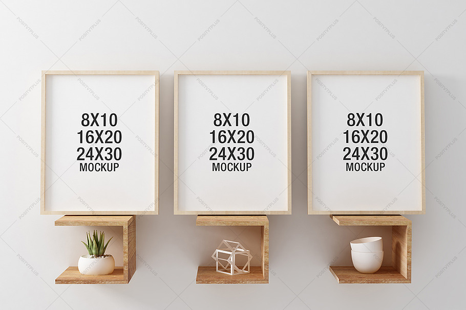 Wooden Frame Mockup on Unique Shelve in Print Mockups - product preview 8