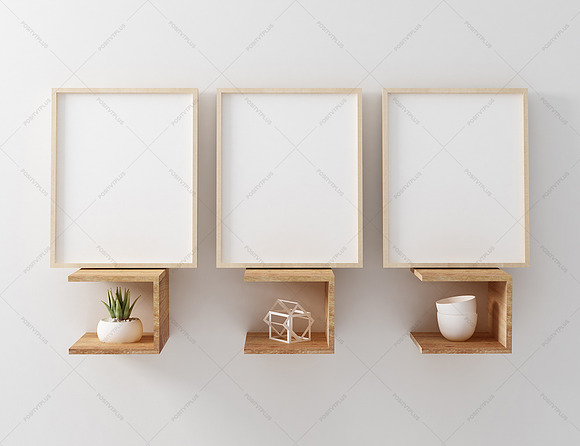 Wooden Frame Mockup on Unique Shelve in Print Mockups - product preview 1