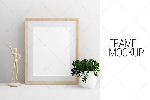 Wooden Frame Mockup Portrait in Print Mockups - product preview 1