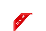 toddler, curled corner, label