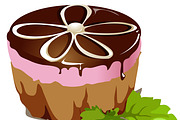 Chocolate cake, dessert vector
