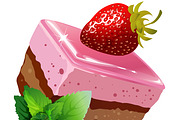 Chocolate strawberry cake with mint