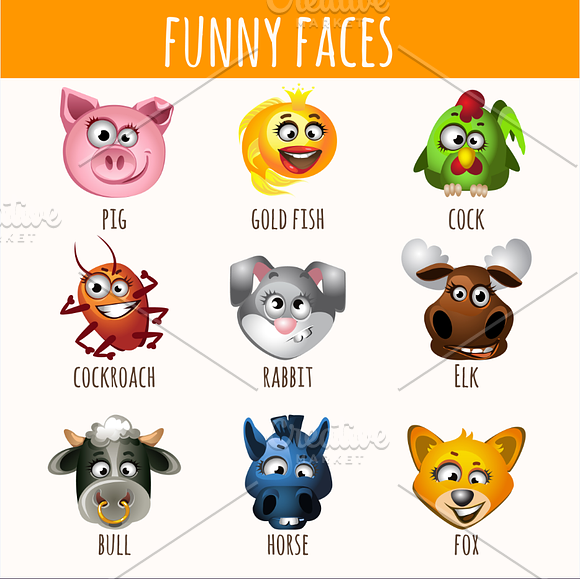A lot of icons funny animals in Illustrations - product preview 1