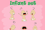 Set of cut cartoon infant and parent