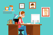 Freelance woman working at home