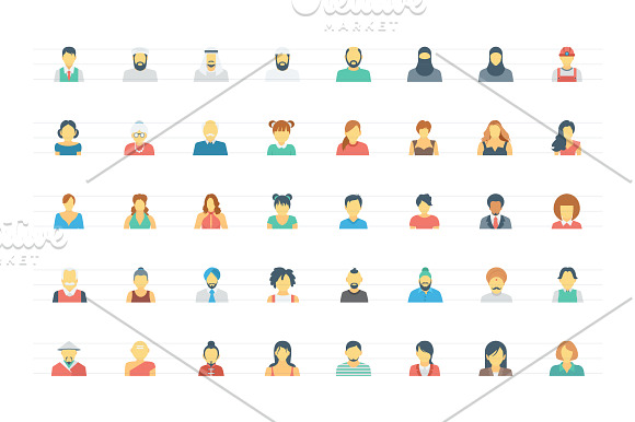 120 Flat People Avatar Icons in Avatar Icons - product preview 1