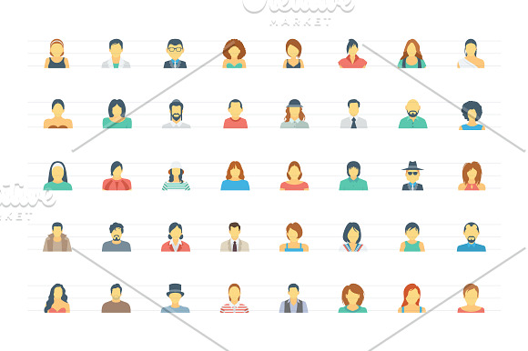 120 Flat People Avatar Icons in Avatar Icons - product preview 2