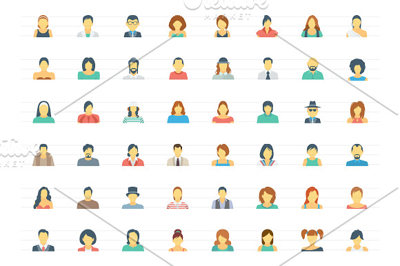 120 Flat People Avatar Icons in Avatar Icons - product preview 3