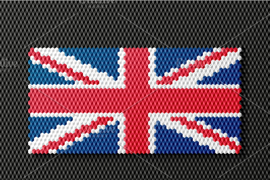 British flag consisting of 3d cubes in Illustrations - product preview 8