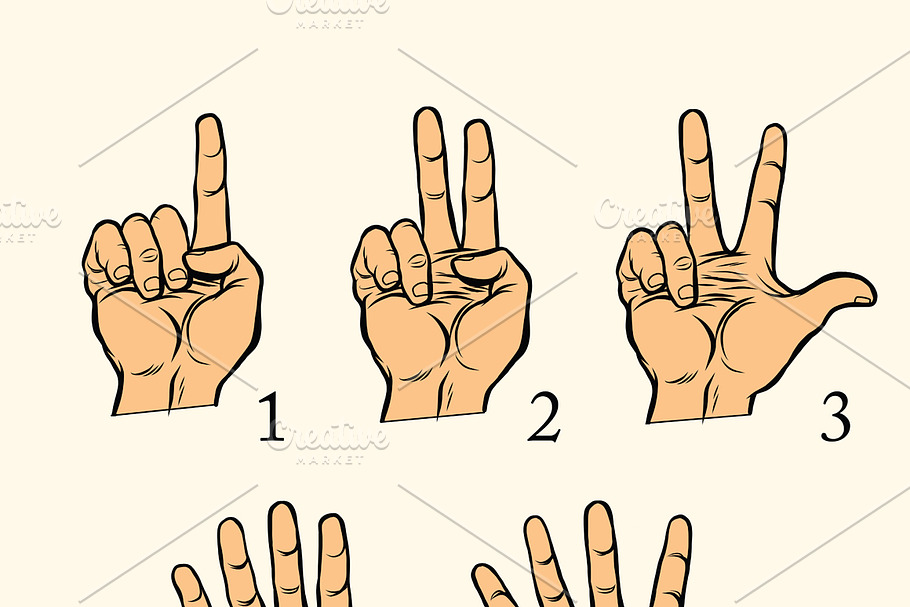 hand gestures count 1 2 3 4 and 5 in Illustrations - product preview 8